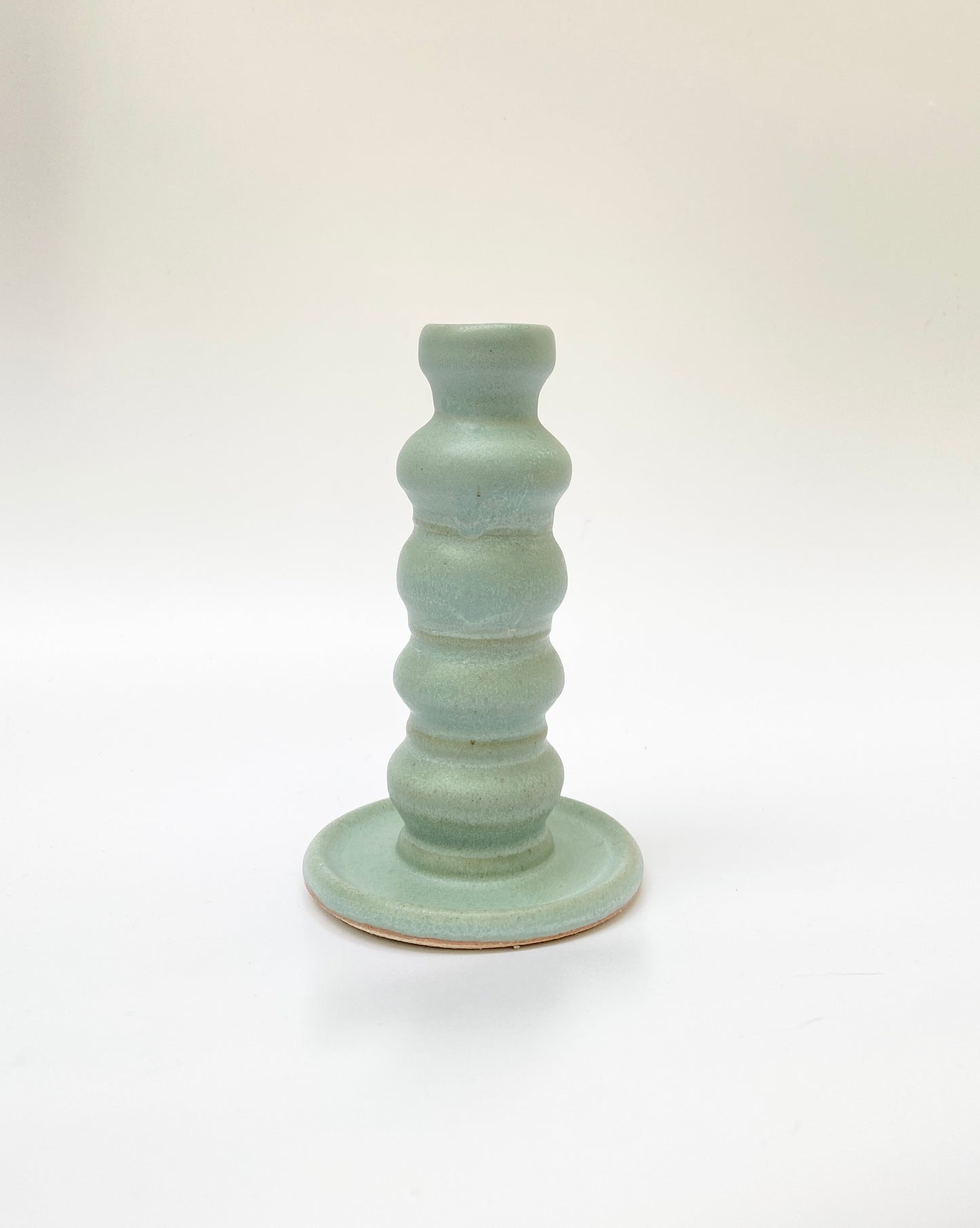 sculpted candlestick holder - seafoam