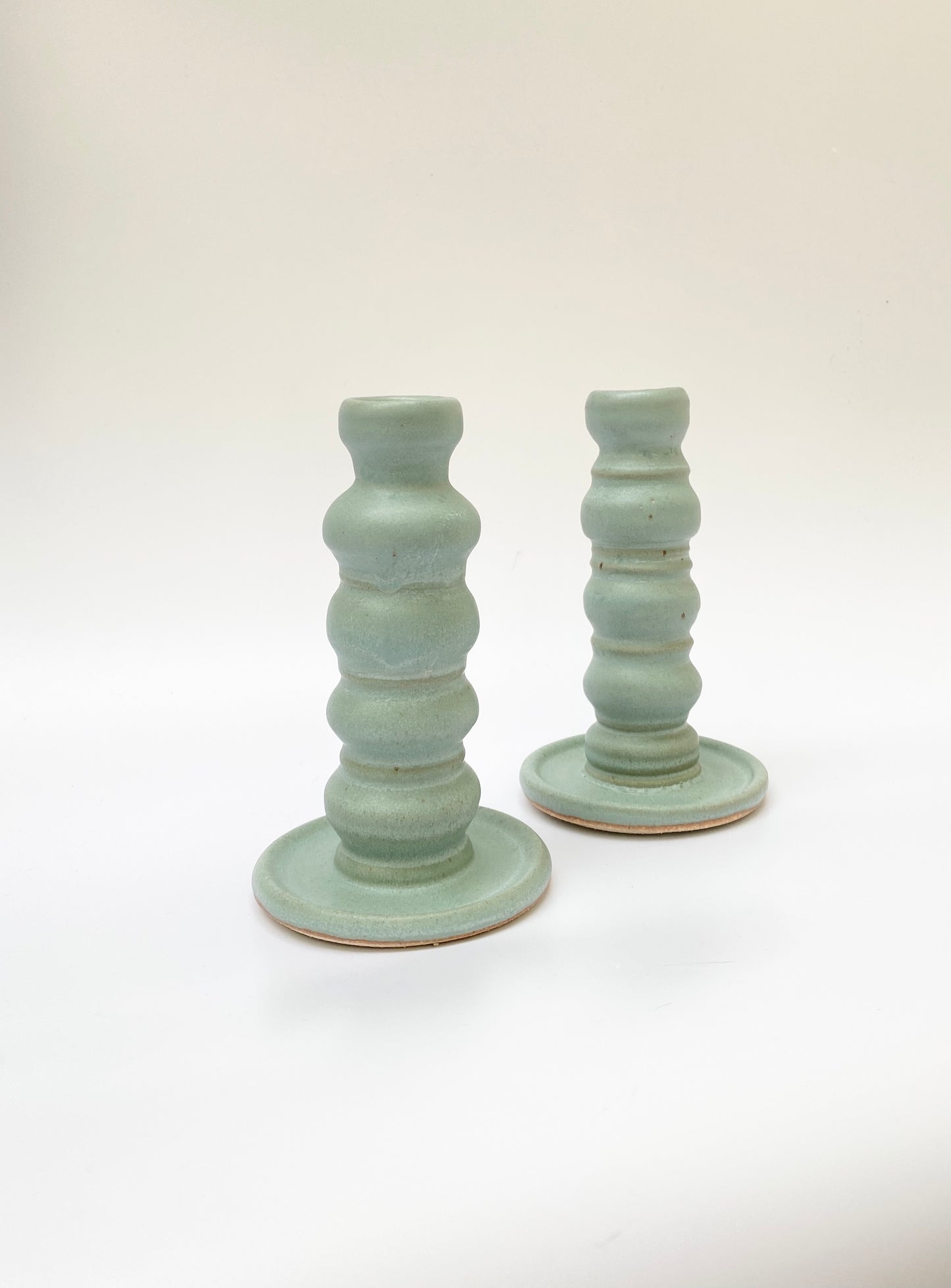sculpted candlestick holder - seafoam