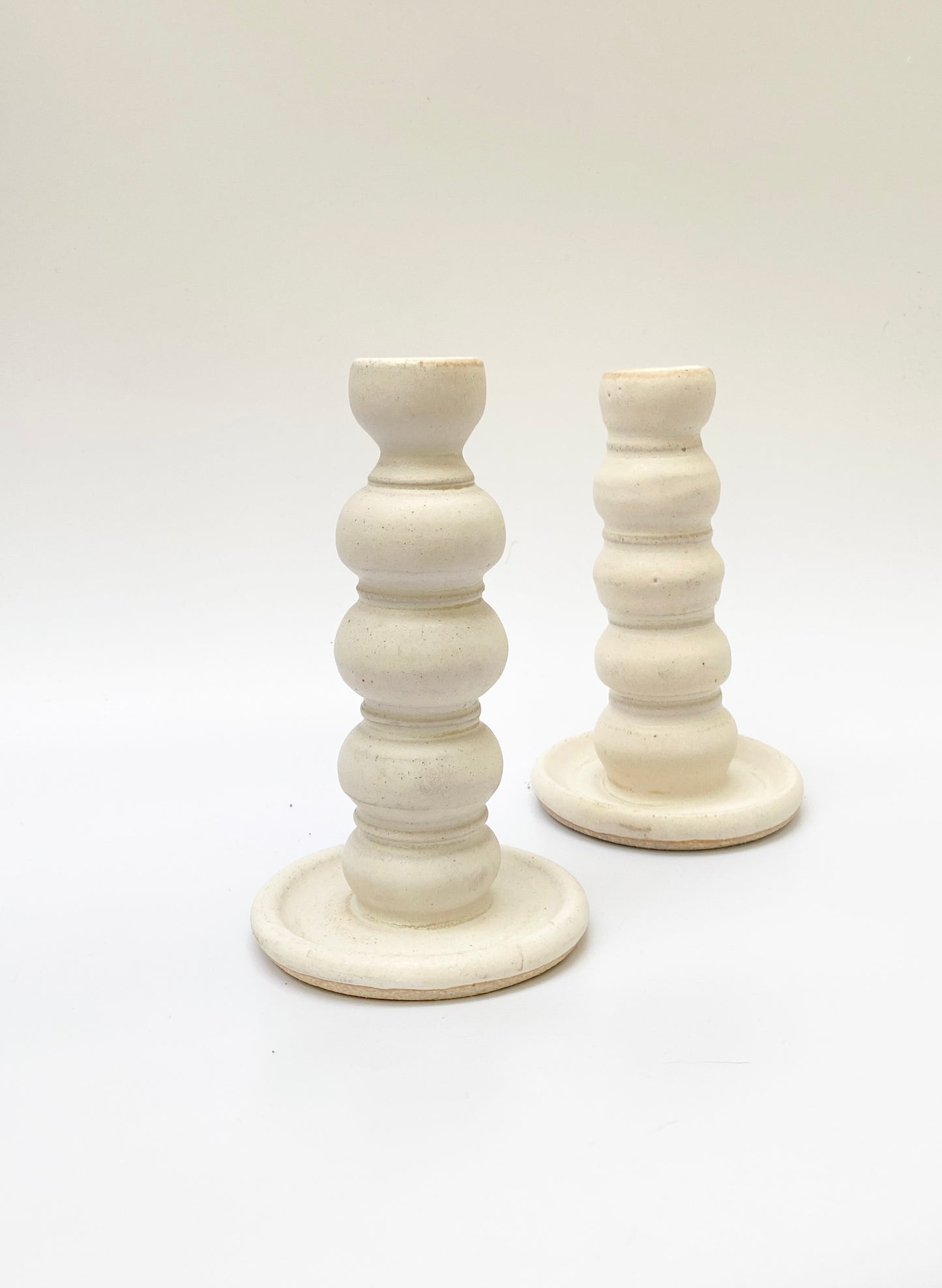 sculpted candlestick holder - matte white