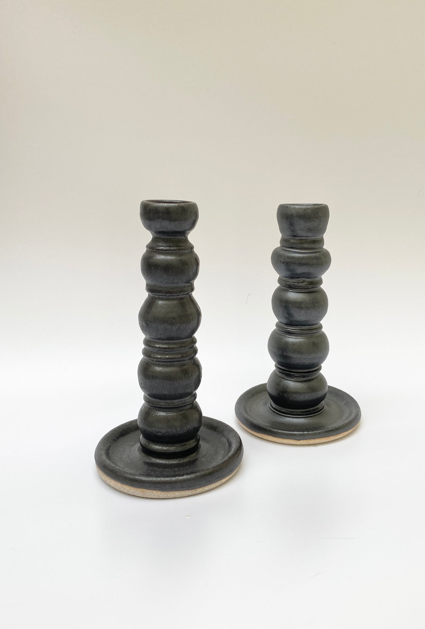 sculpted candlestick holder - matte black