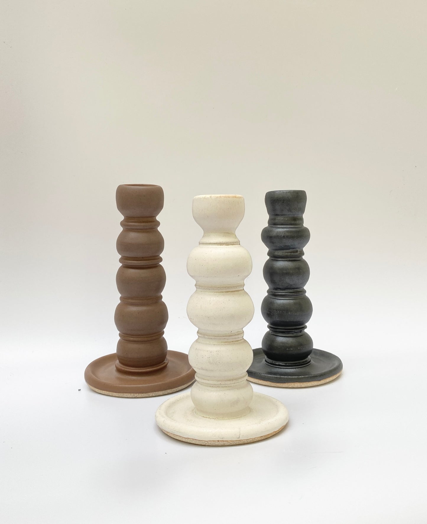 sculpted candlestick holder - matte black