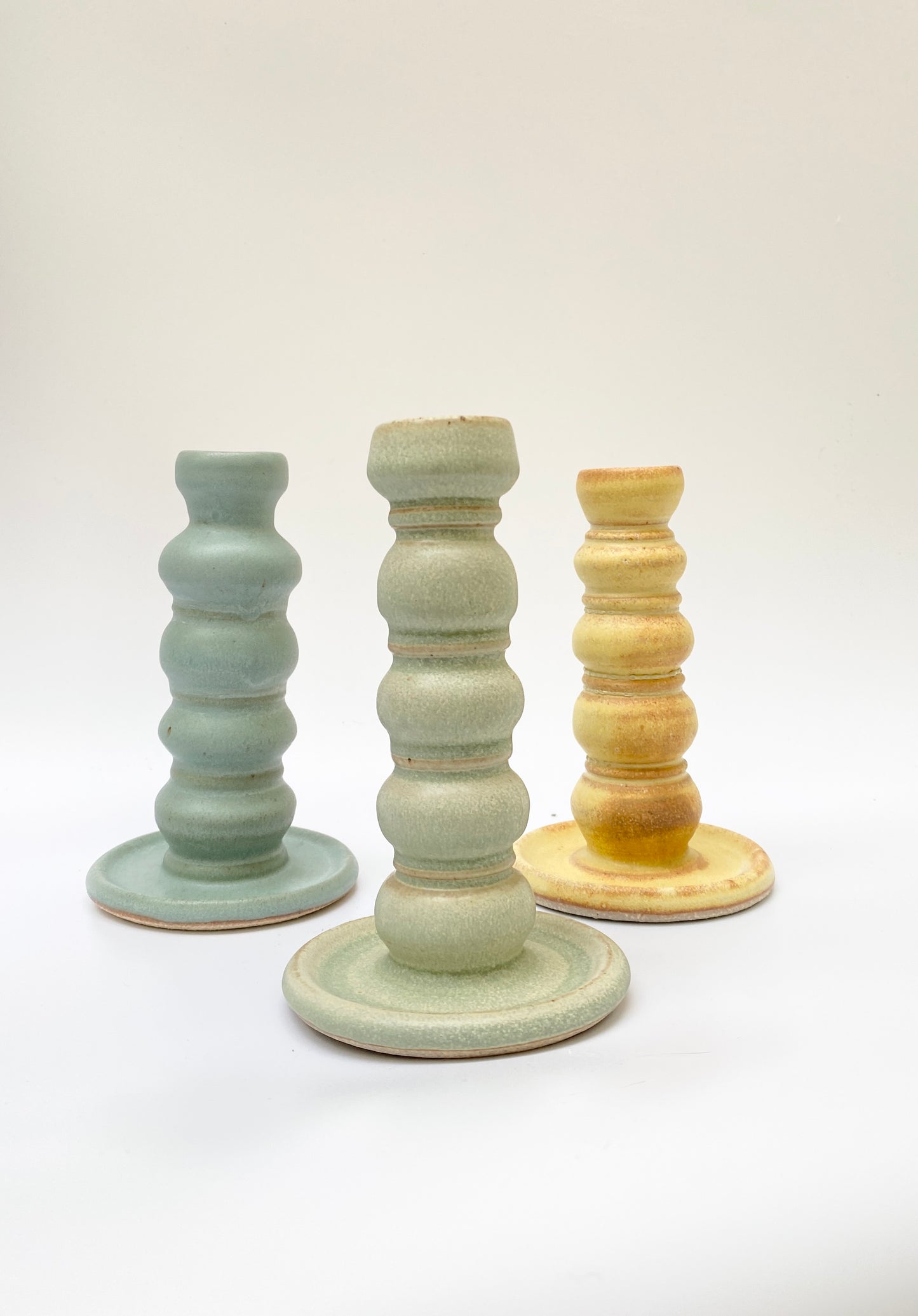 sculpted candlestick holder - seafoam