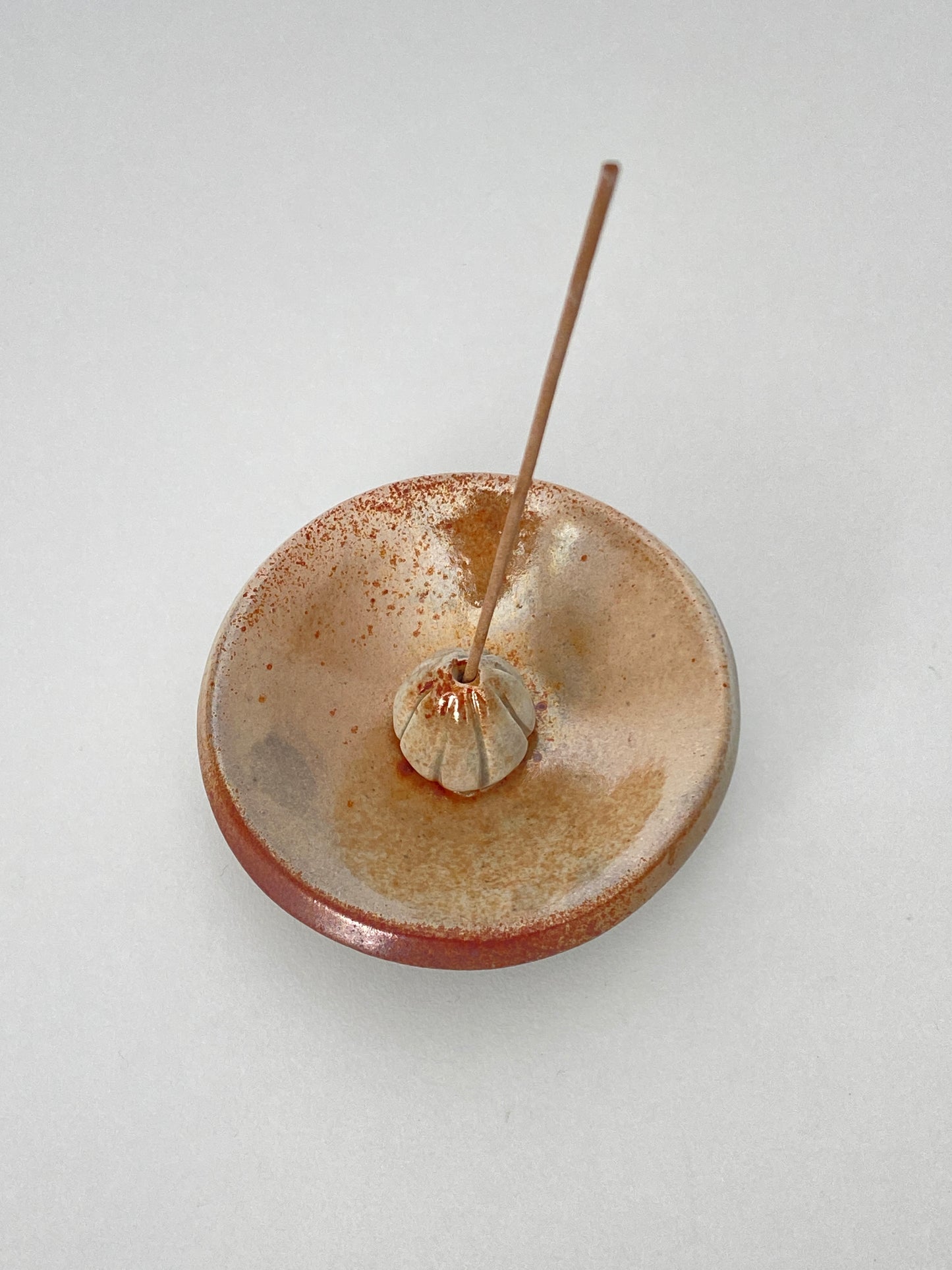 raku fired incense burner - bright copper