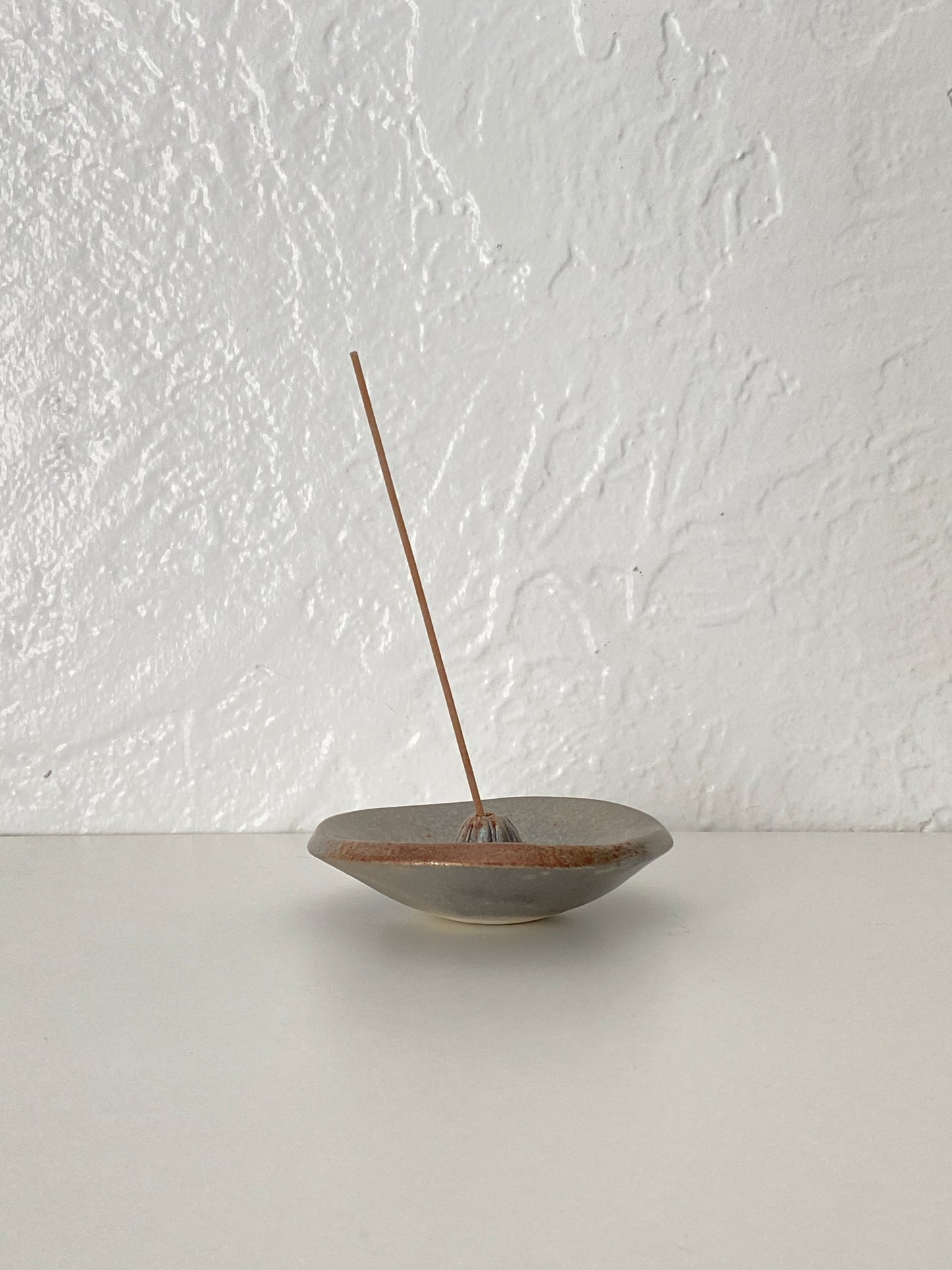 raku fired incense burner - smokey copper