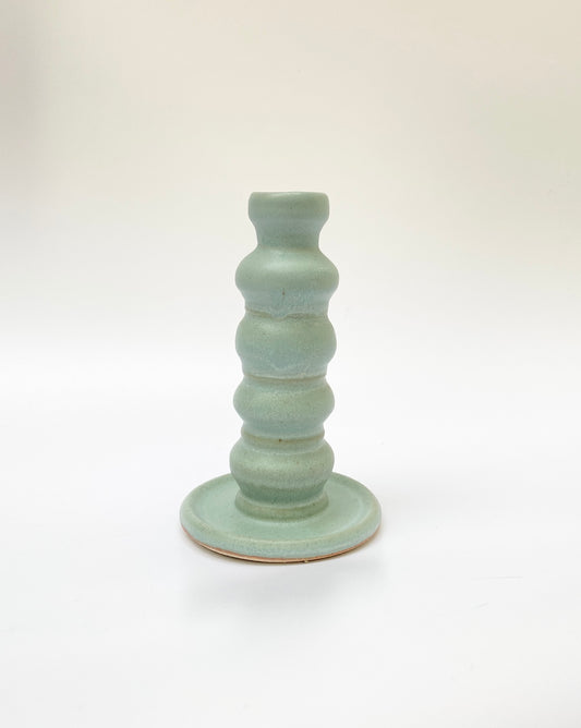 sculpted candlestick holder - seafoam