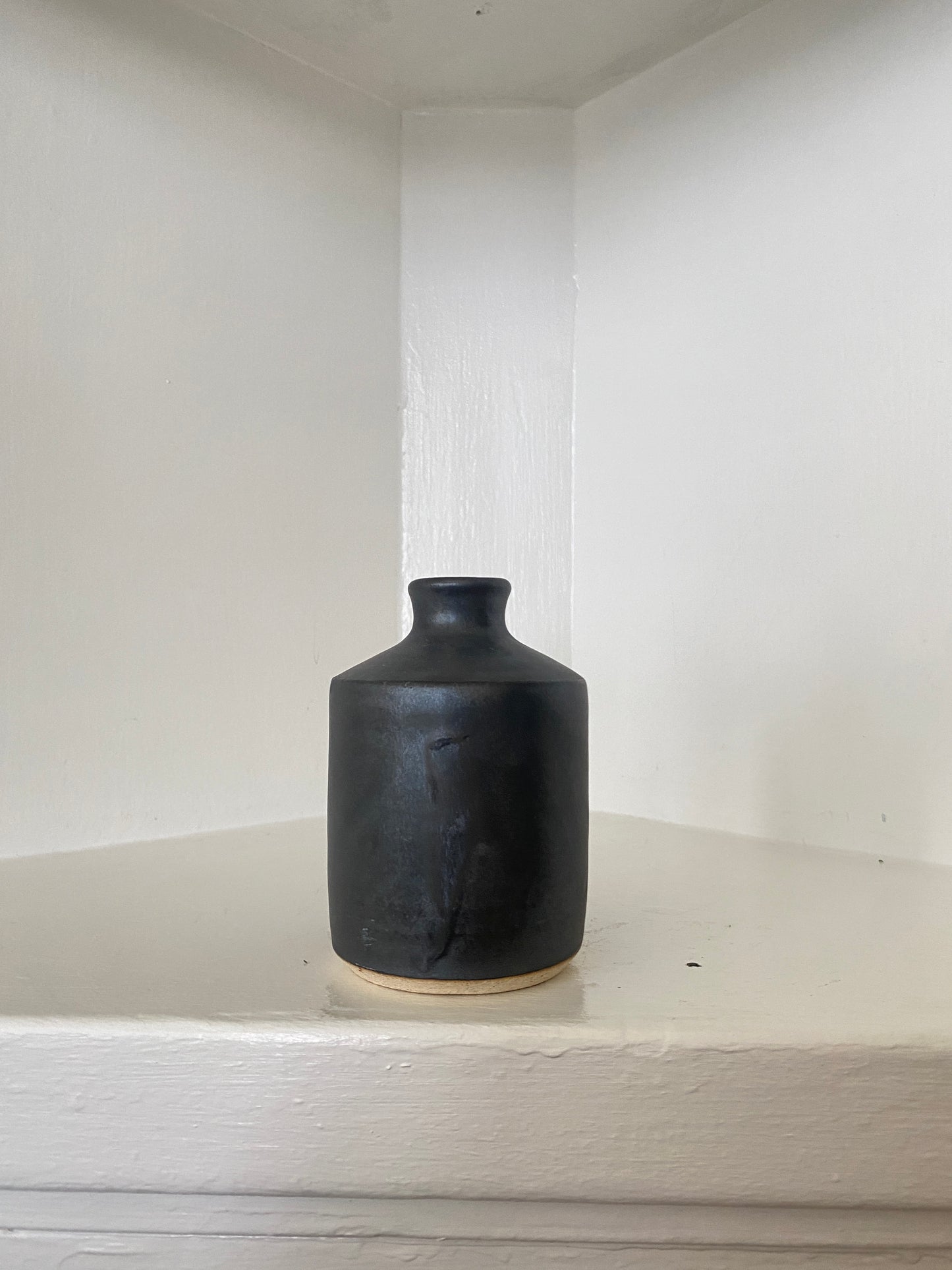 stoneware bud vase - metallic black