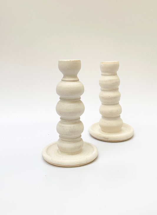 sculpted candlestick holder - matte white