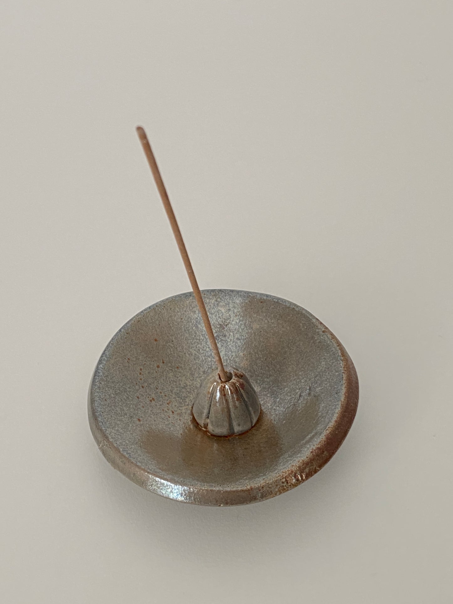 raku fired incense burner - smokey copper