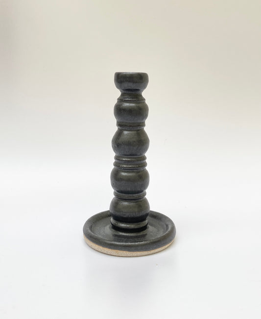 sculpted candlestick holder - matte black