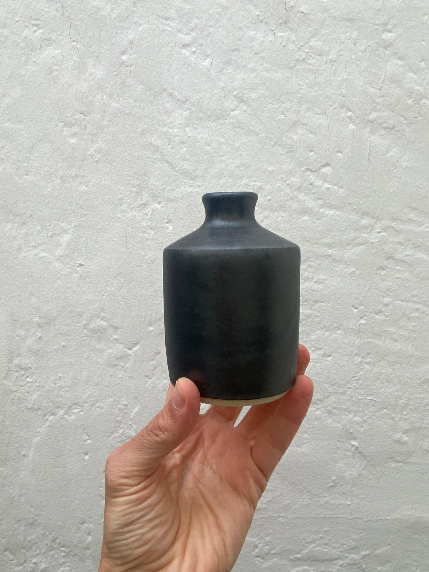stoneware bud vase - metallic black