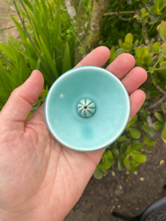 high fired porcelain incense burner - sky blue