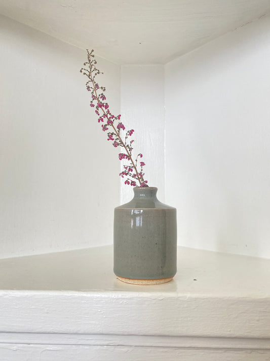 stoneware bud vase - gray celadon