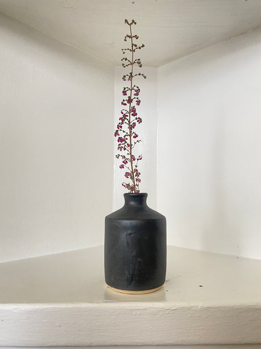stoneware bud vase - metallic black