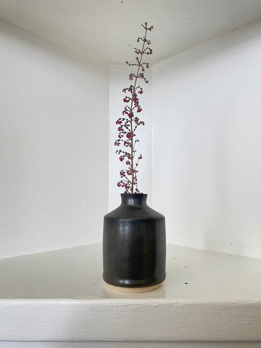 stoneware bud vase - gunmetal