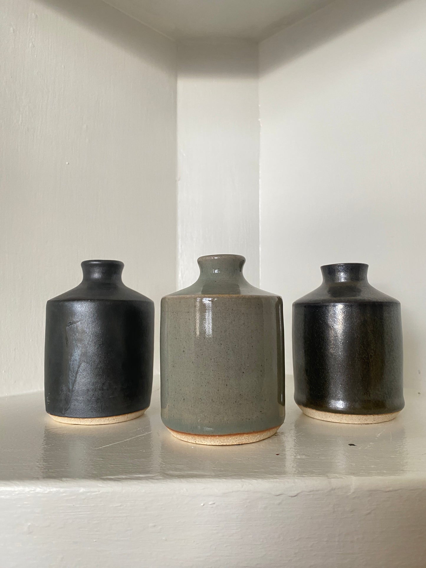 stoneware bud vase - gray celadon