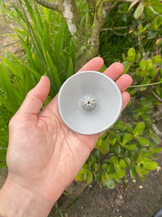 high fired porcelain incense burner - glossy gray