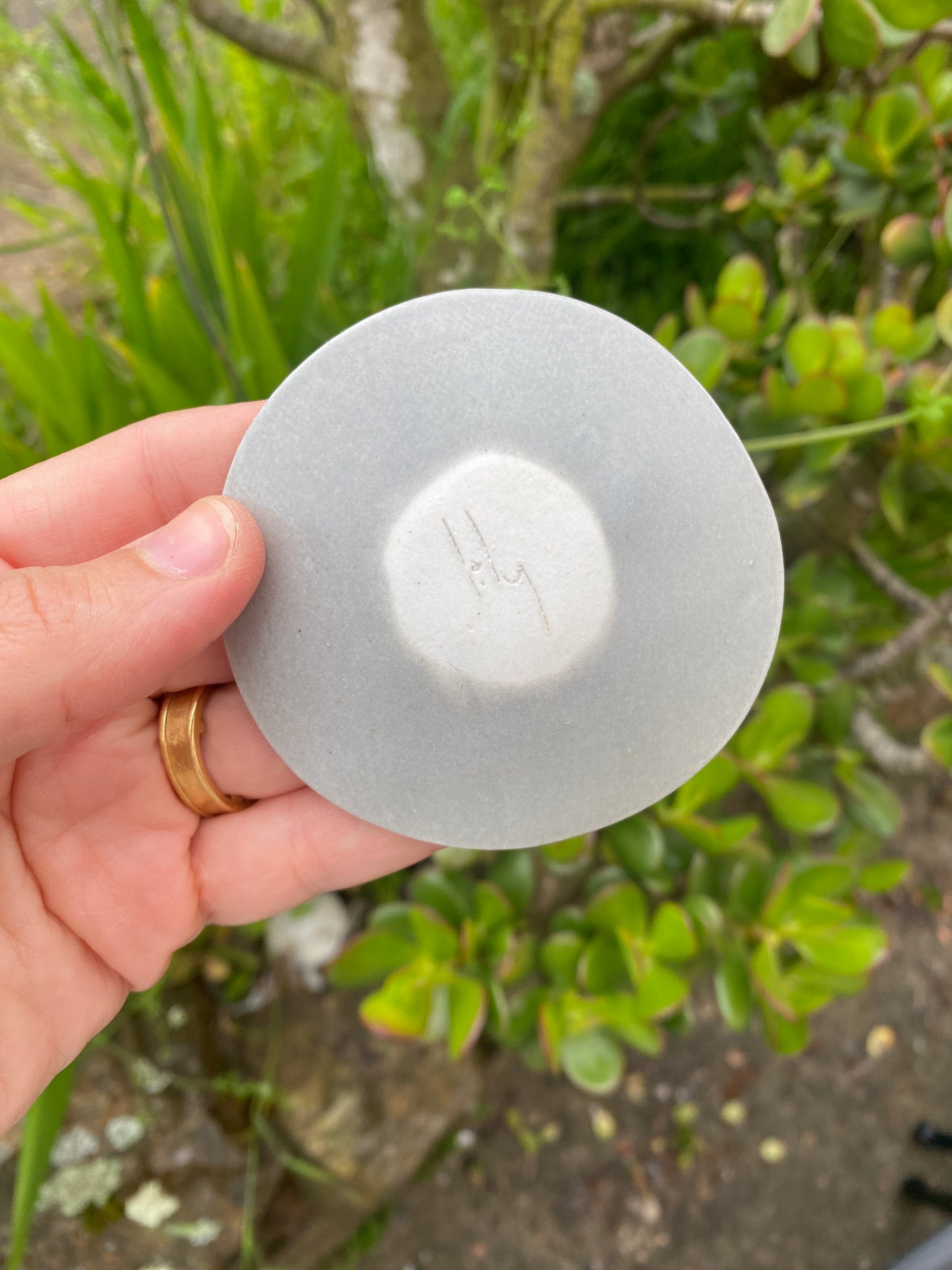 high fired porcelain incense burner - glossy gray