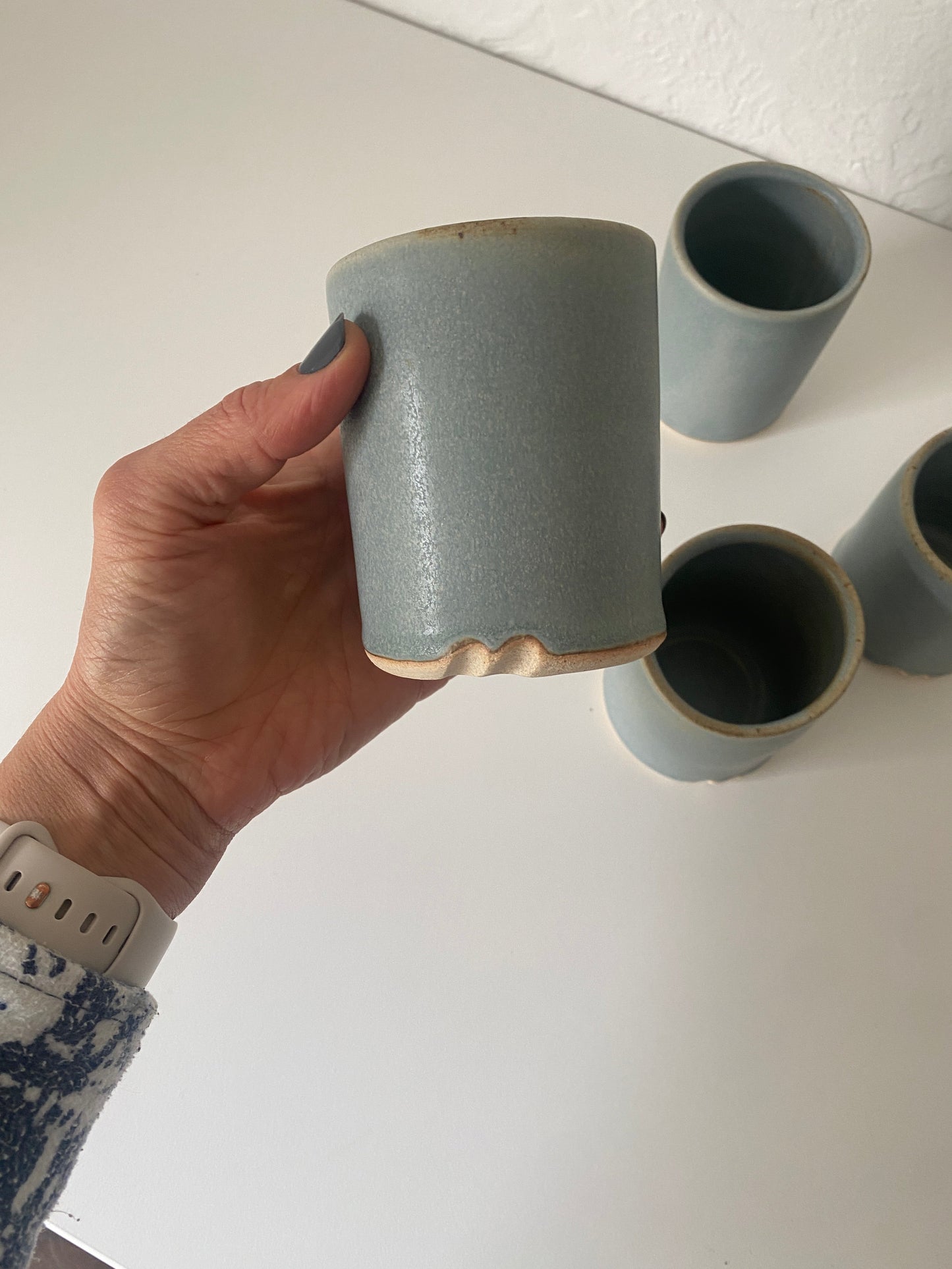 blue gray tumblers - set of 4