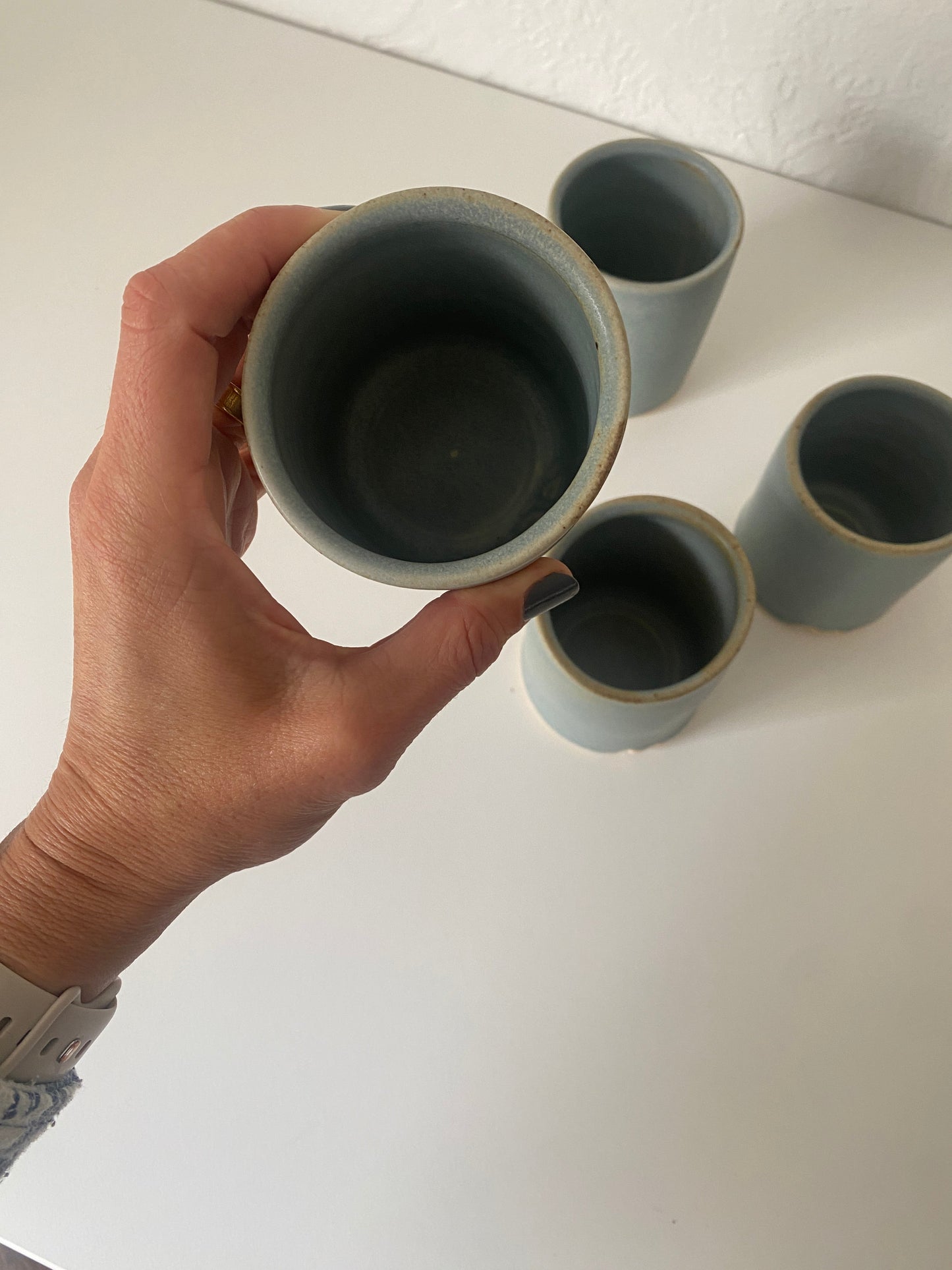 blue gray tumblers - set of 4