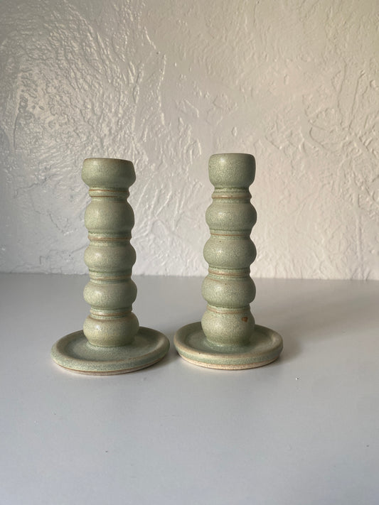 candlestick holder set - moss